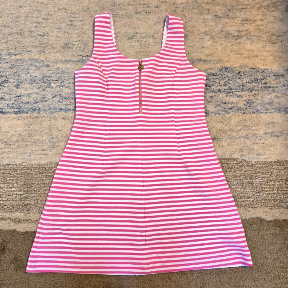 Lilly Pulitzer Nicolette Dress Pink Stripes (L)